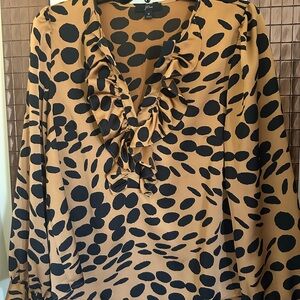 J. Crew Black and Tan Polka Dot Blouse